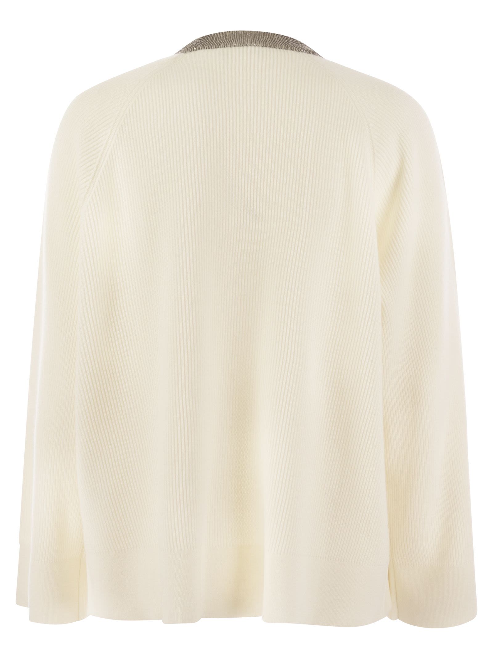 Brunello Cucinelli Women Ribbed Cashmere Sweater With Necklace by Luosophy