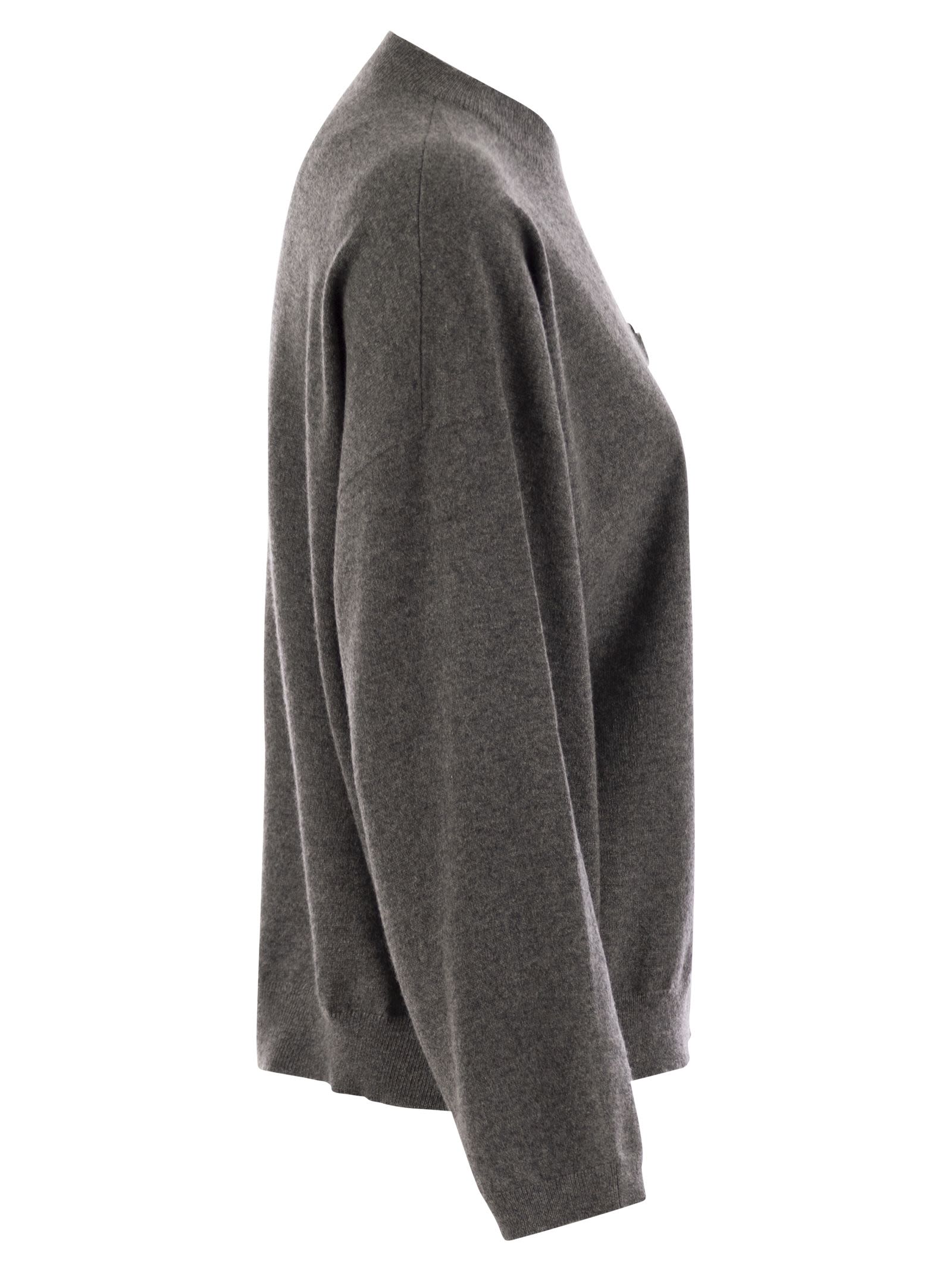 Brunello Cucinelli Women Cashmere Sweater With Breast Pocket And Necklace DestGlow