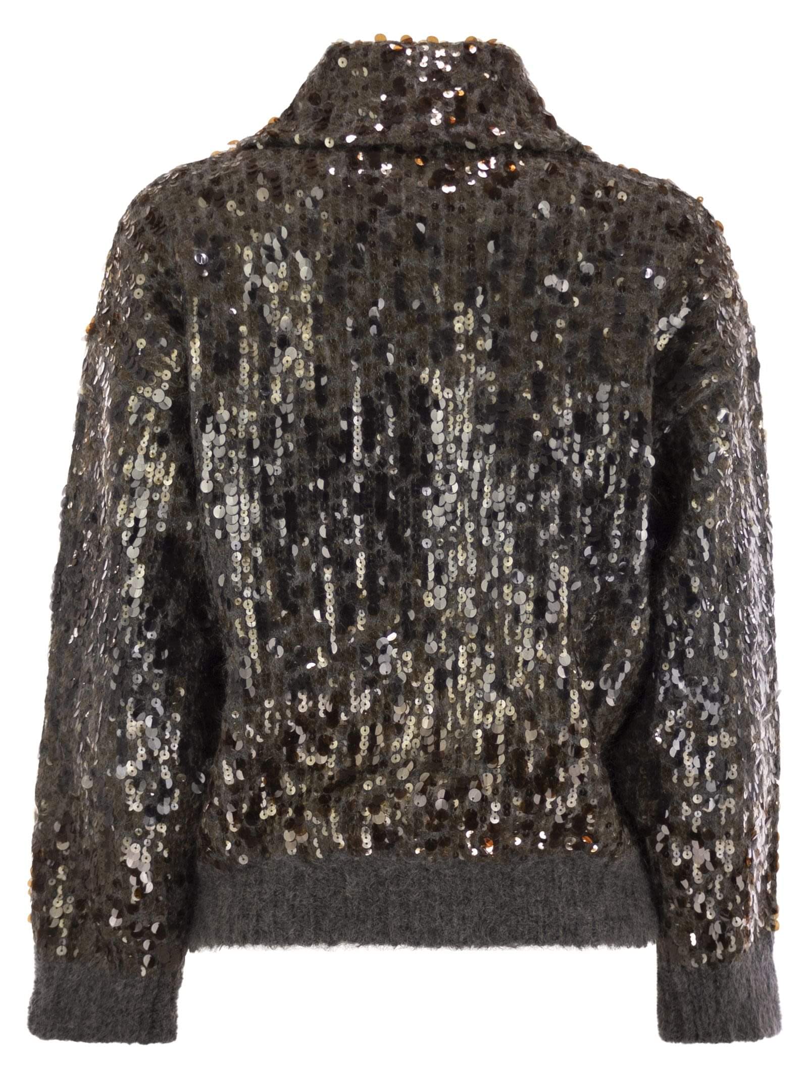 Brunello Cucinelli Women Dazzling Dégradé Embroidery Mohair And Wool Cardigan
