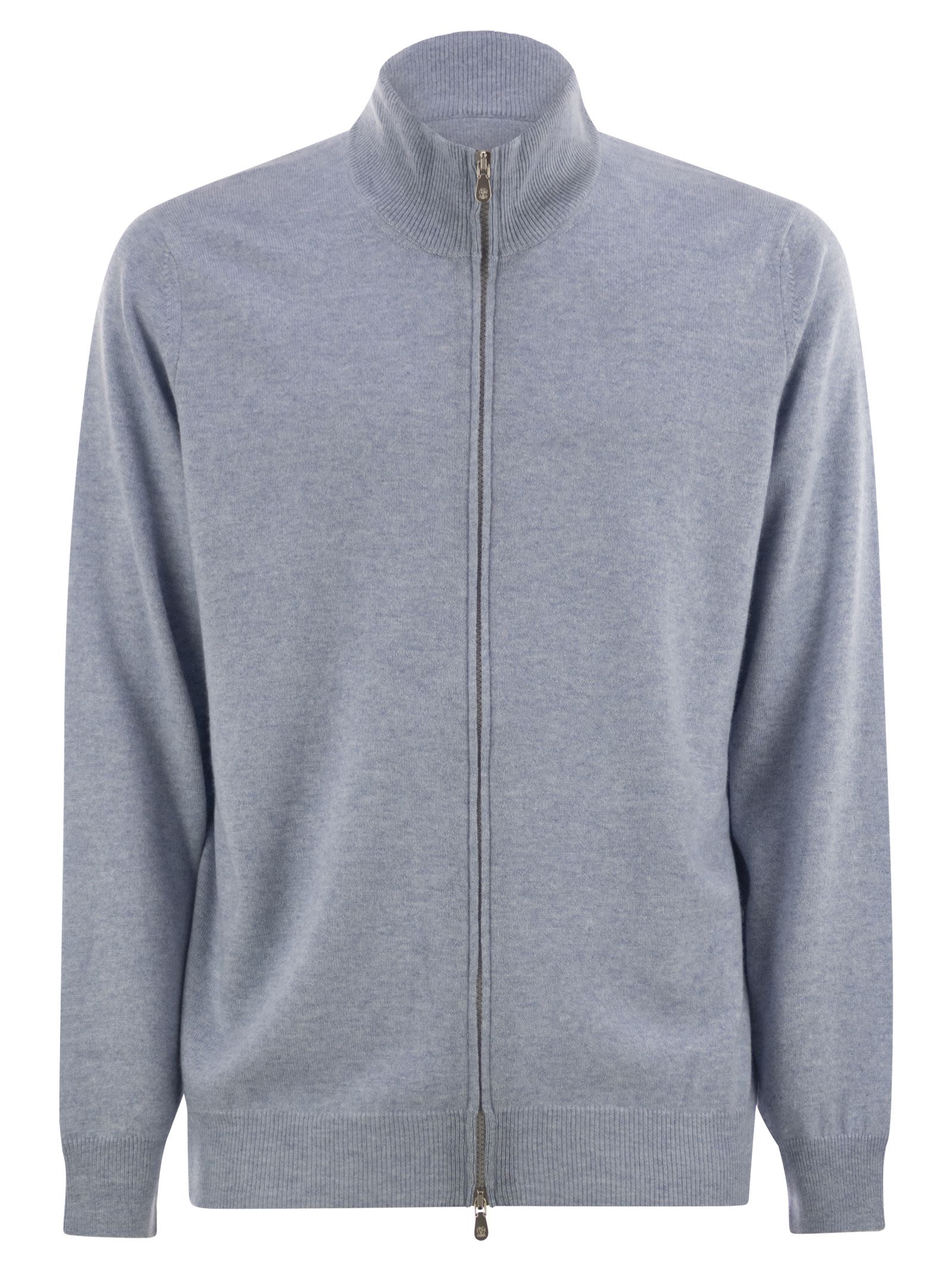 Brunello Cucinelli Men High-Necked Cashmere Cardigan With Zip by Luosophy
