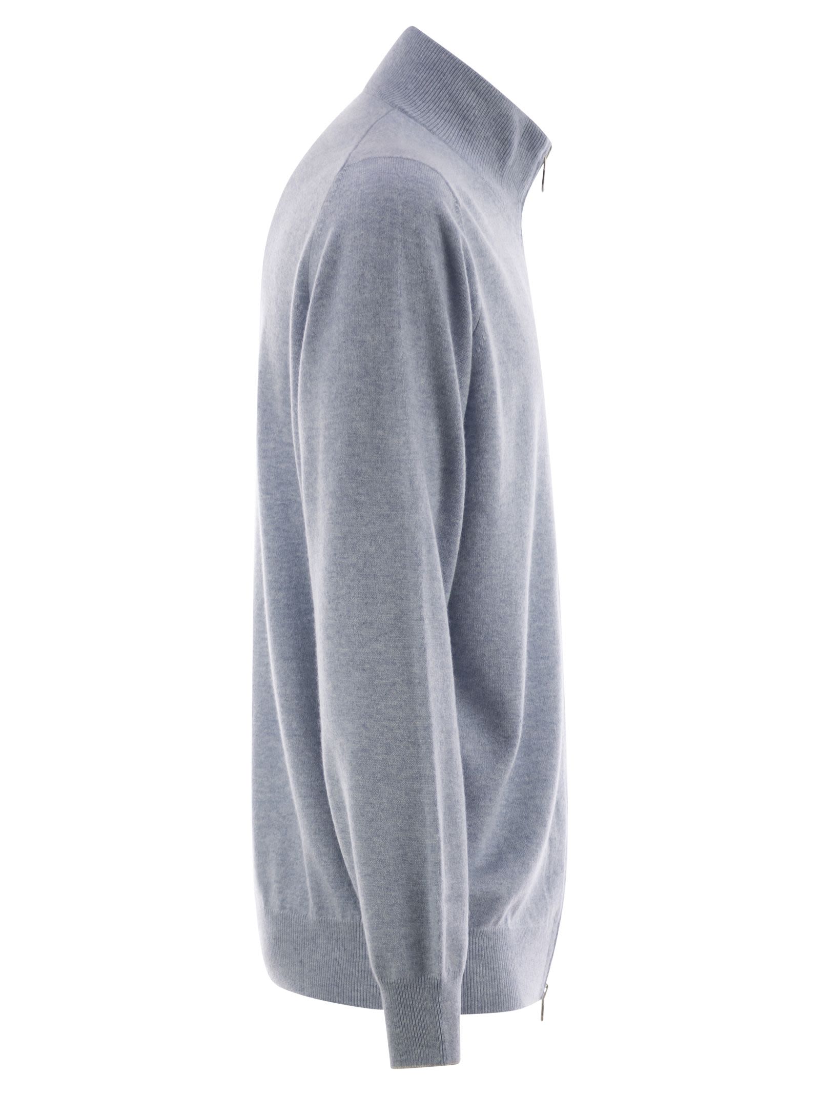 Brunello Cucinelli Men High-Necked Cashmere Cardigan With Zip by Luosophy