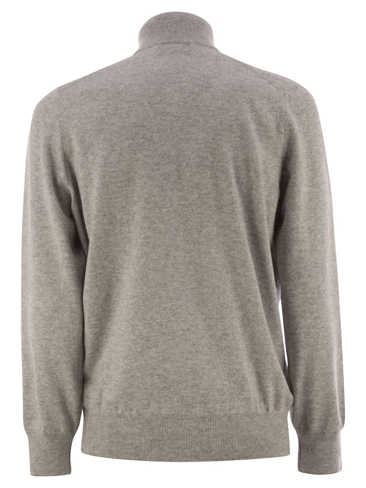 Brunello cucinelli men high-necked cashmere sweater with zip opening