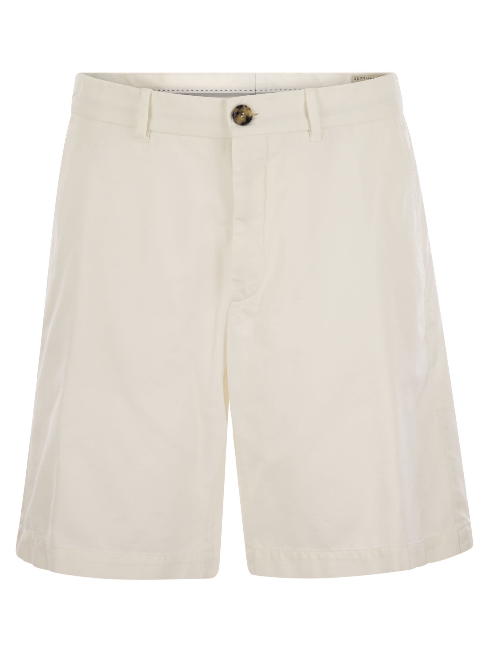Brunello Cucinelli Men Cotton Gabardine Bermuda Shorts by Luosophy
