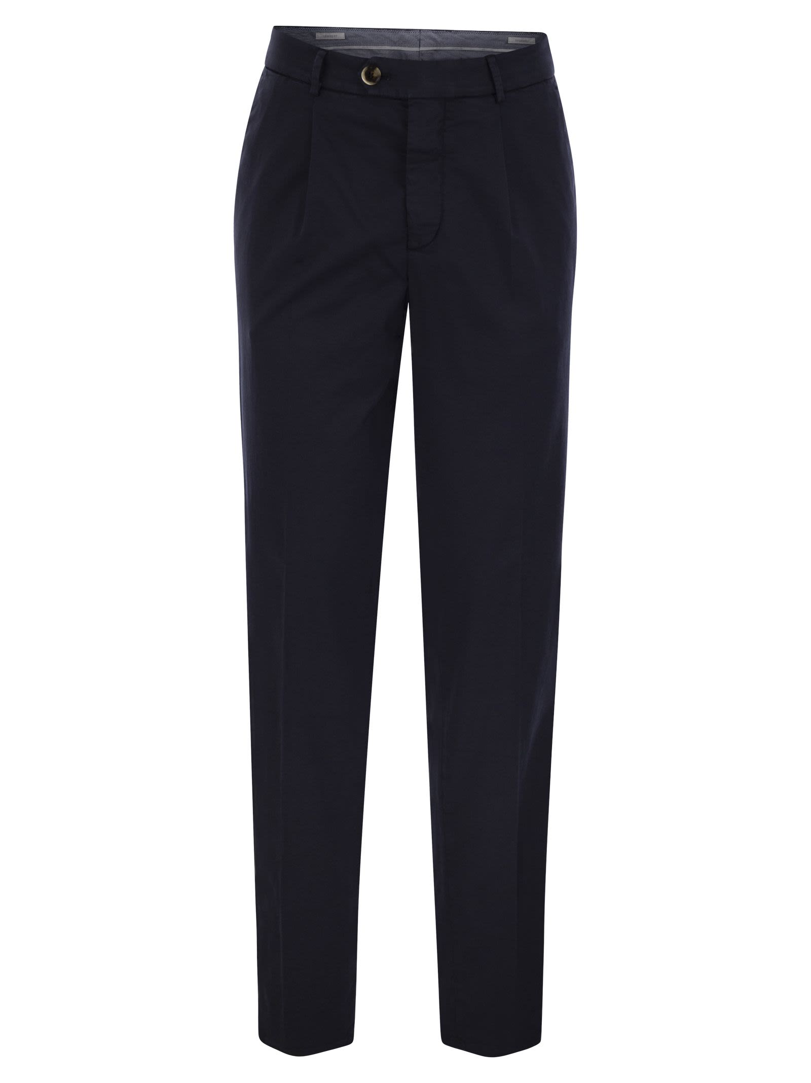 Brunello Cucinelli Men Garment-Dyed Leisure Fit Trousers In American Pima Comfort Cotton With Pleats by Luosophy