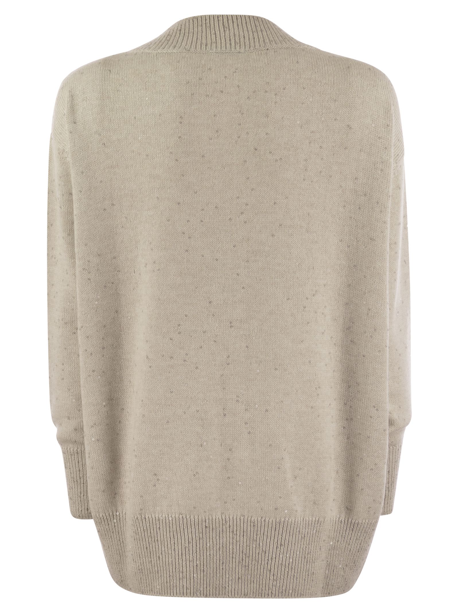 Brunello Cucinelli Women Cashmere And Silk Sweater With Micro Sequins by Luosophy