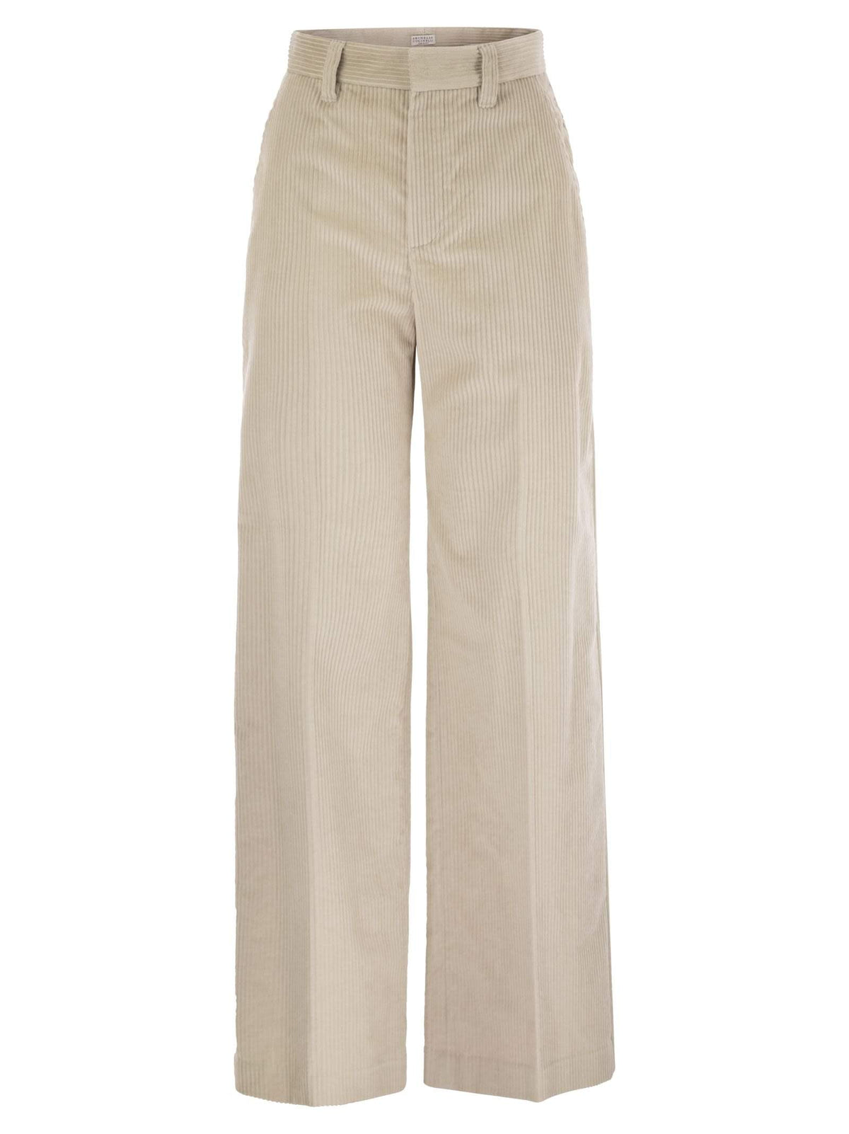Brunello Cucinelli Women Fluid Corduroy Sartorial Track Trousers With Jewellery