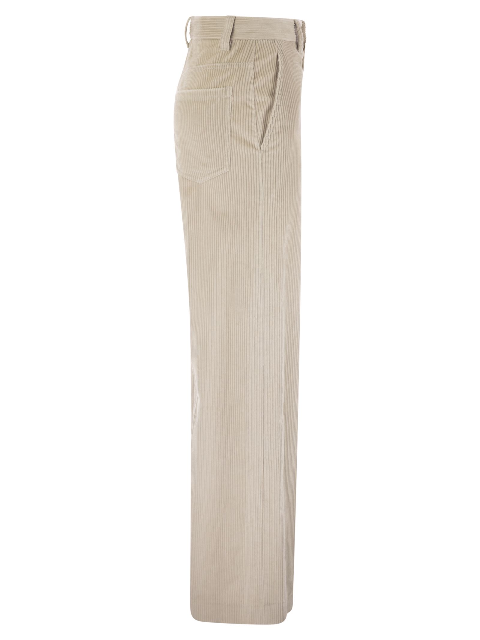 Brunello Cucinelli Women Fluid Corduroy Sartorial Track Trousers With Jewellery by Luosophy