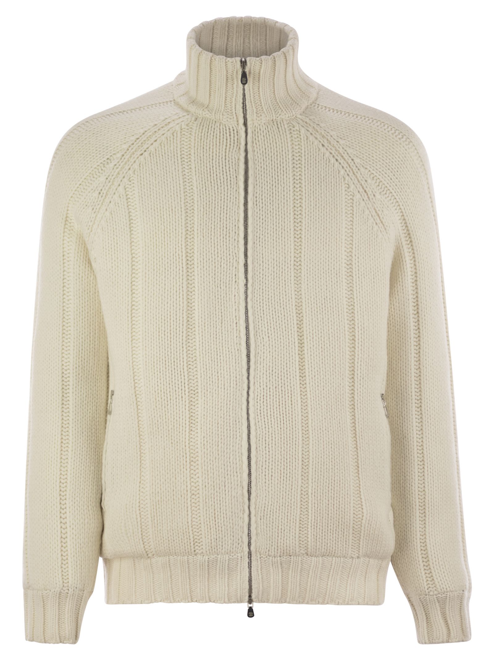 Brunello Cucinelli Men Cashmere Knit Down Jacket With Zip by Luosophy