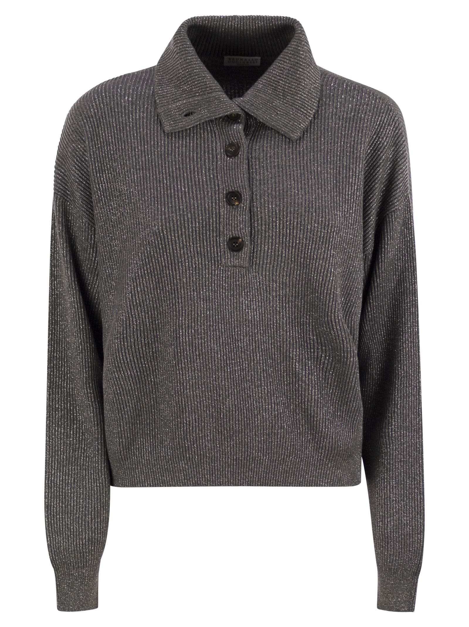 Brunello Cucinelli Women Cotton And Viscose Rib Knit High Collar by Luosophy