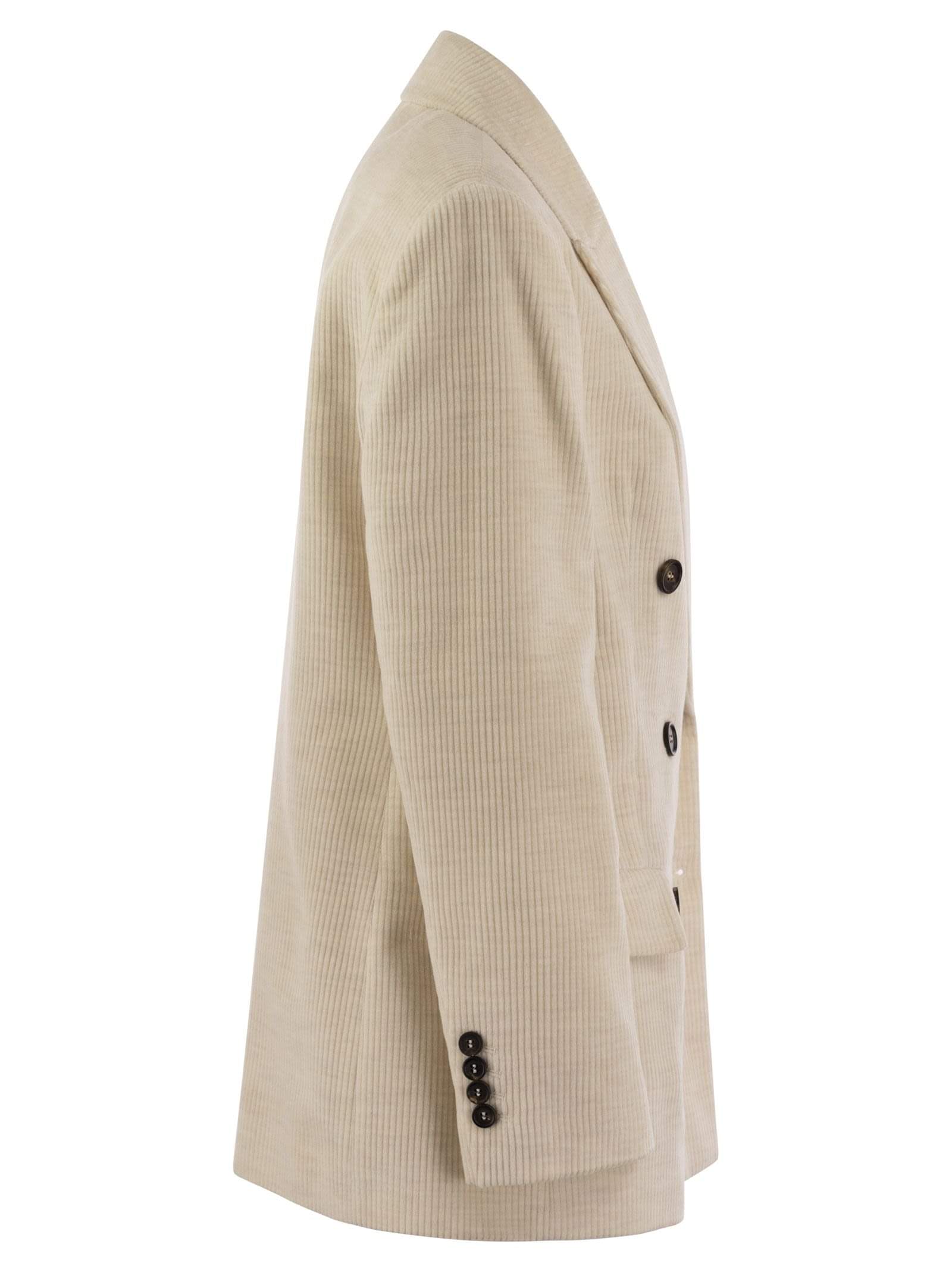 Brunello Cucinelli Women Viscose And Cotton Corduroy Jacket With Necklace