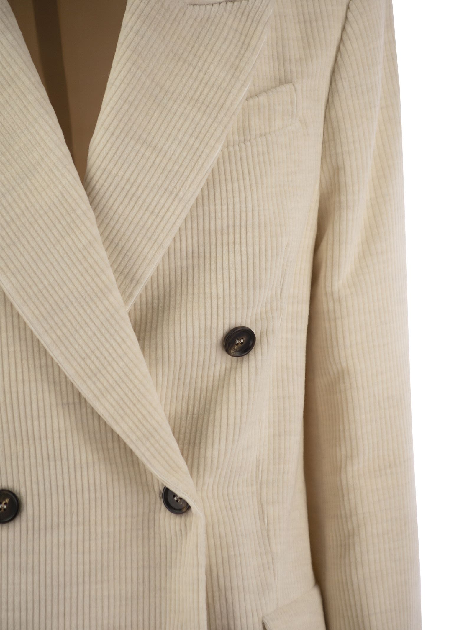 Brunello Cucinelli Women Viscose And Cotton Corduroy Jacket With Necklace by Luosophy