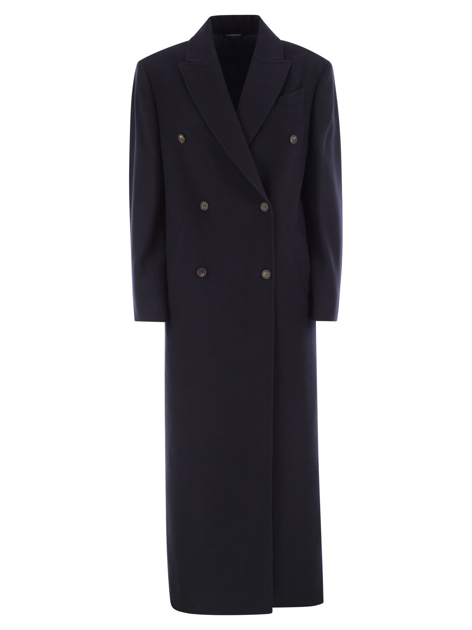 Brunello Cucinelli Women Long Wool Coat With Jewellery by Luosophy
