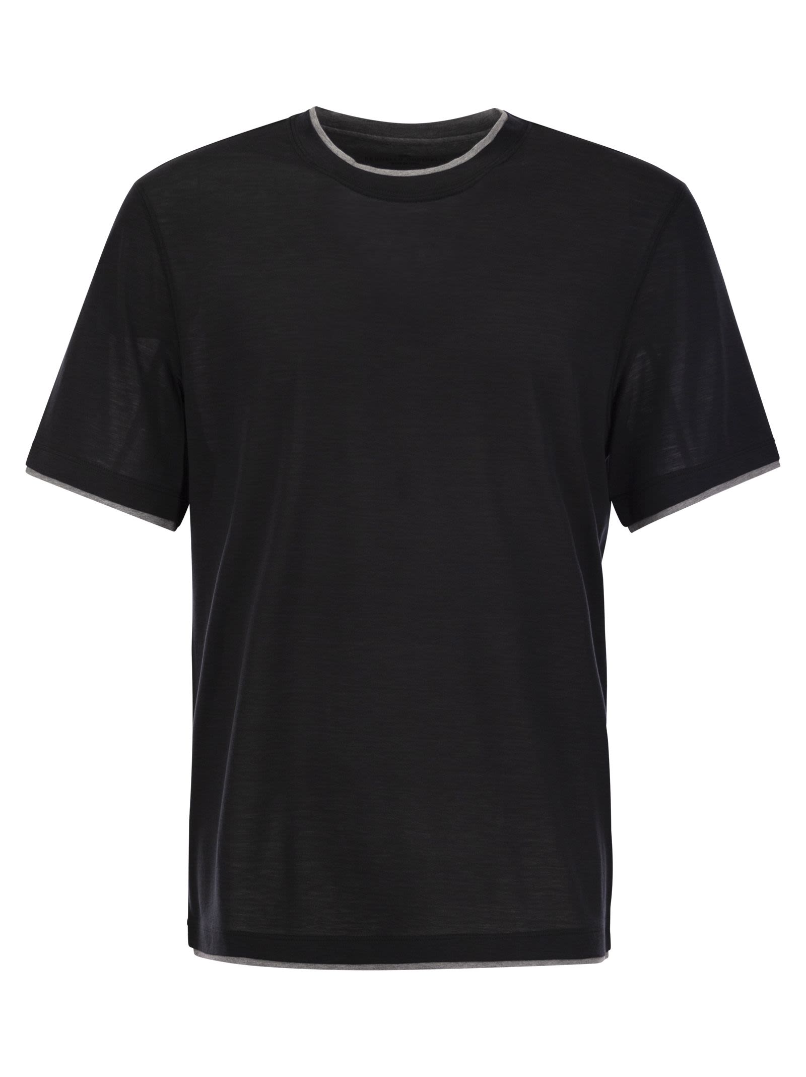 Brunello Cucinelli Men Silk And Cotton T-Shirt DestGlow