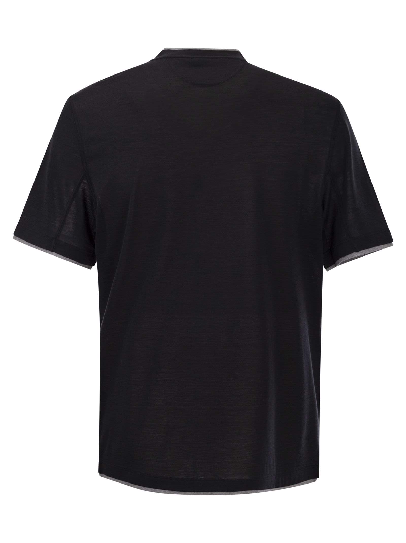 Brunello Cucinelli Men Silk And Cotton T-Shirt