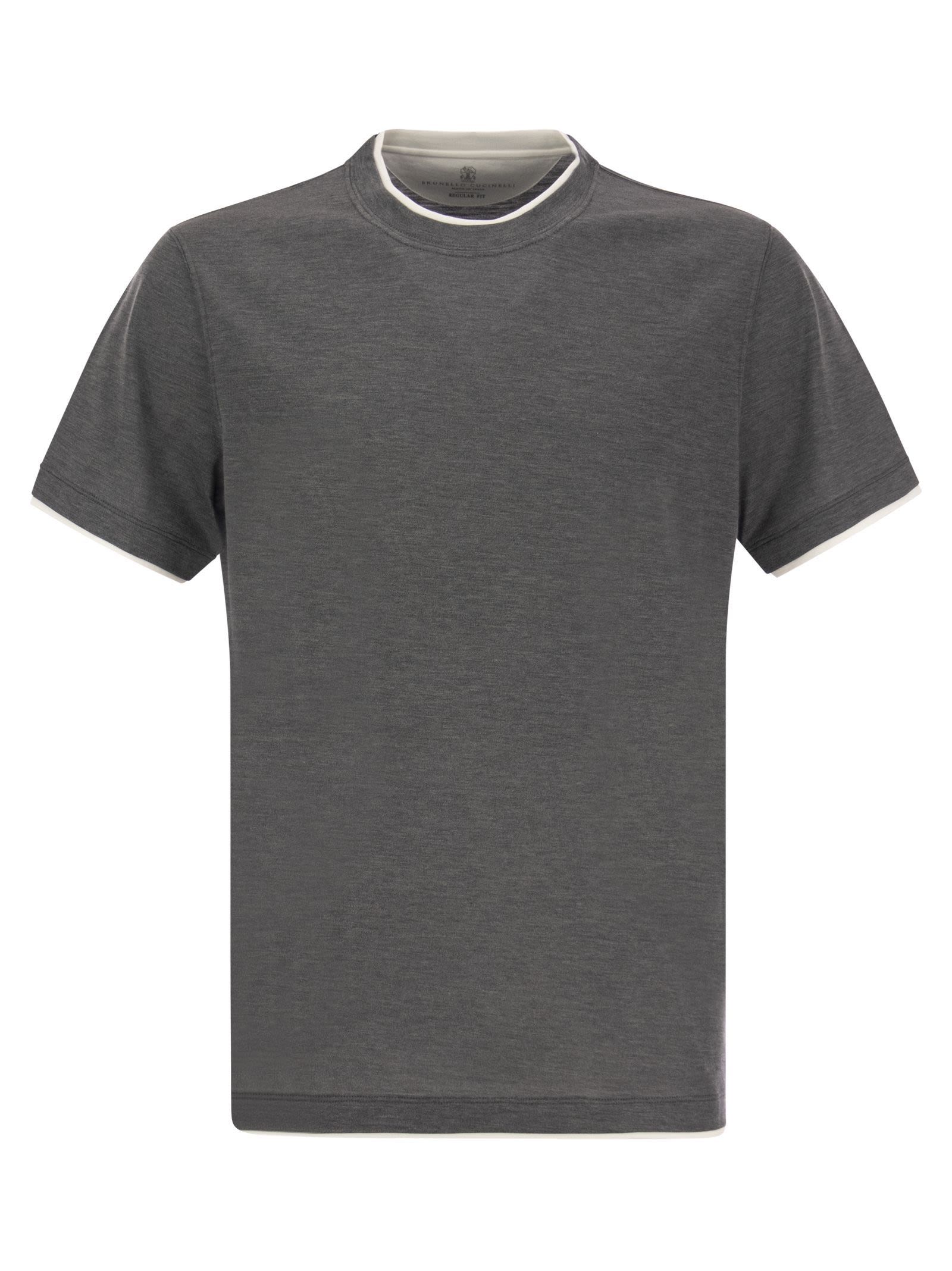 Brunello Cucinelli Men Silk And Cotton T-Shirt DestGlow