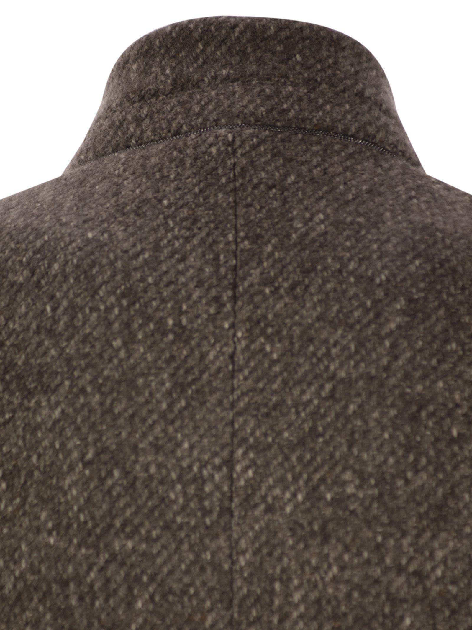 Brunello Cucinelli Women Wool And Cashmere Diagonal Mélange Coat With Belt And Necklace by Luosophy