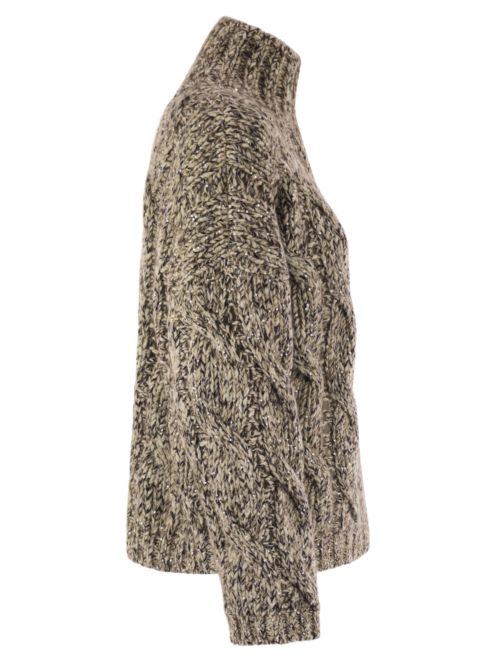 Brunello Cucinelli Women Soft Wool, Cashmere And Mohair Turtleneck Sweater With Braided Design by Luosophy
