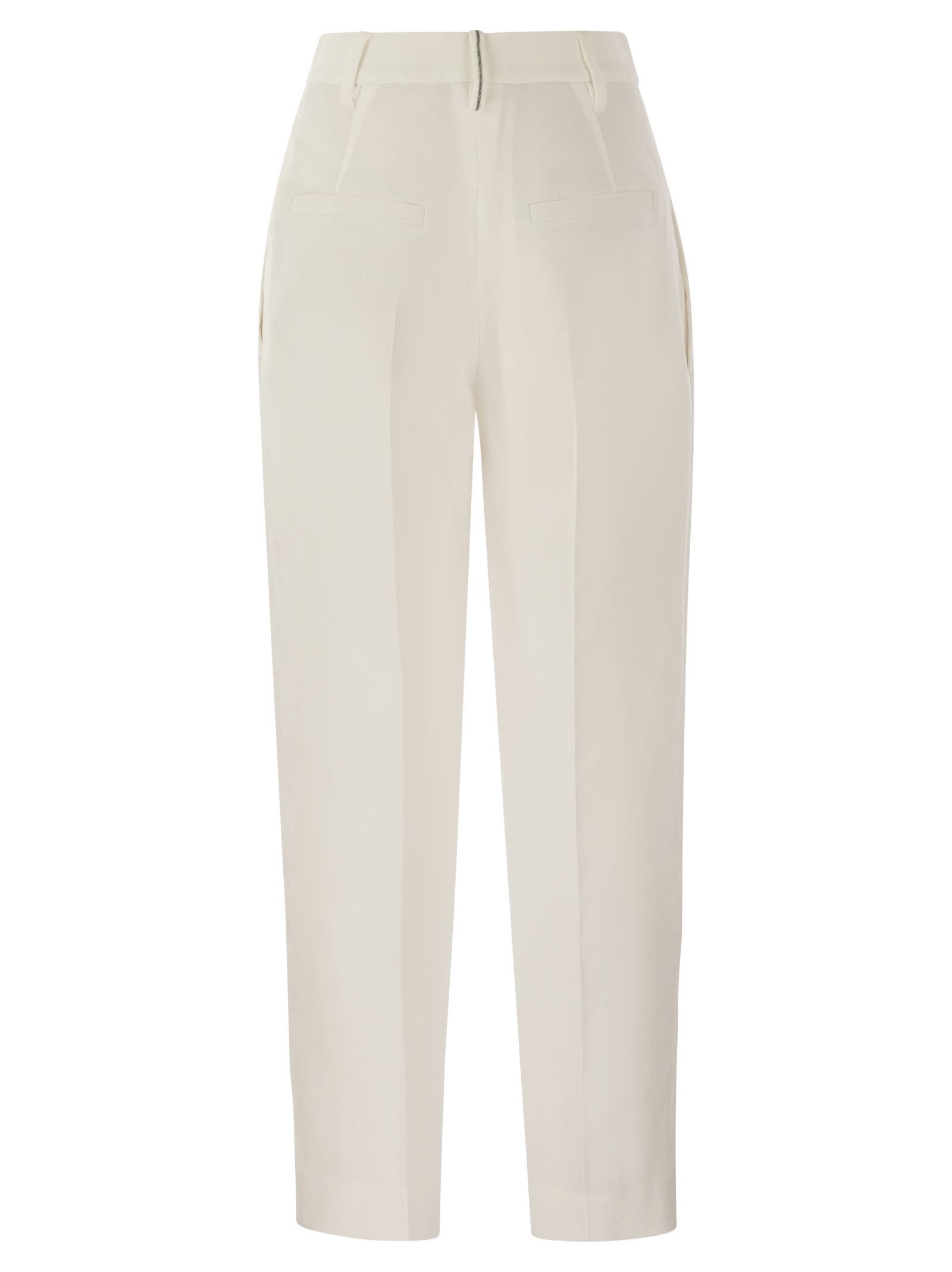 Brunello Cucinelli Women Slouchy Trousers In Viscose And Linen Fluid Twill With Moniline by Luosophy
