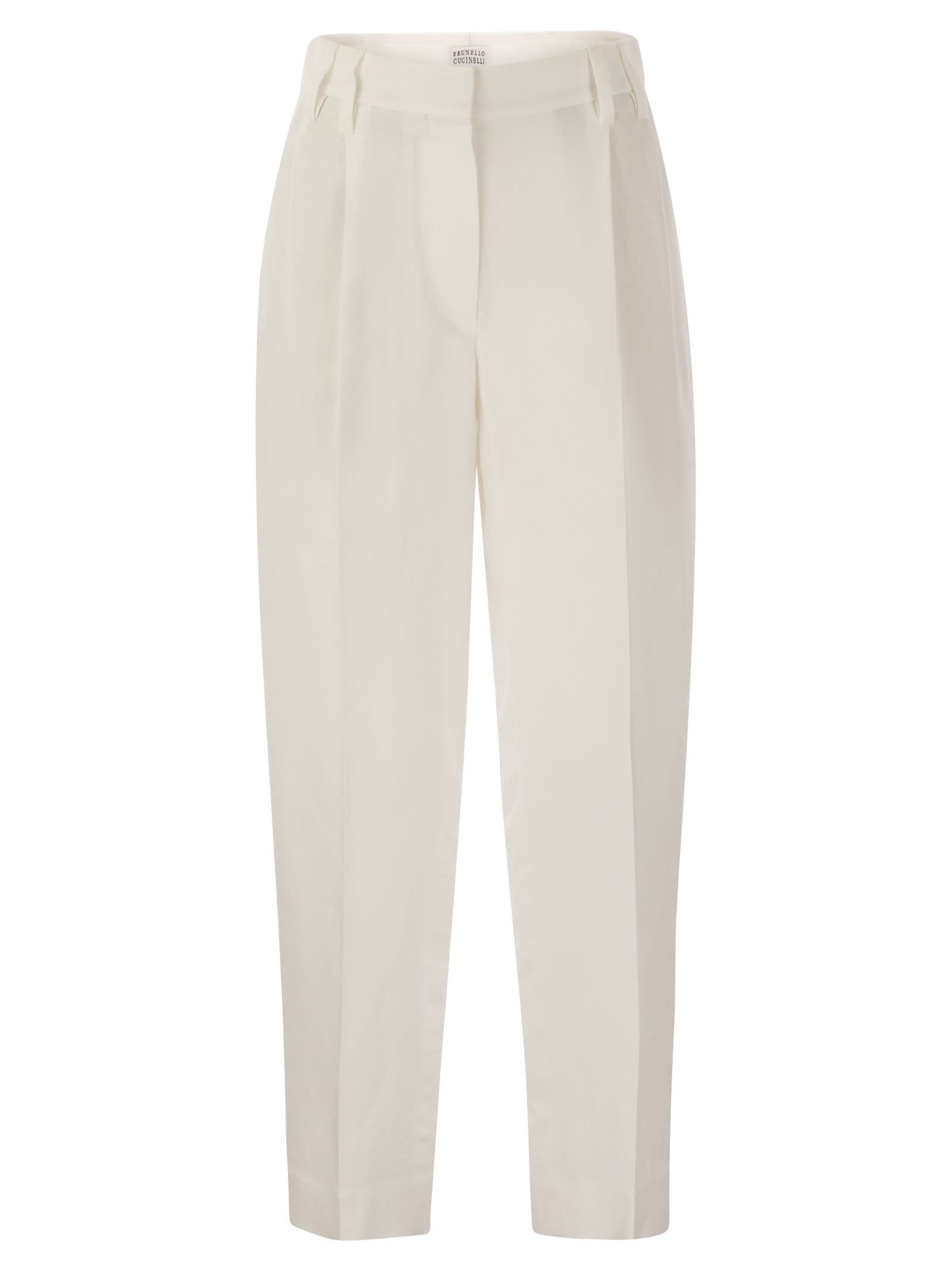 Brunello Cucinelli Women Slouchy Trousers In Viscose And Linen Fluid Twill With Moniline by Luosophy