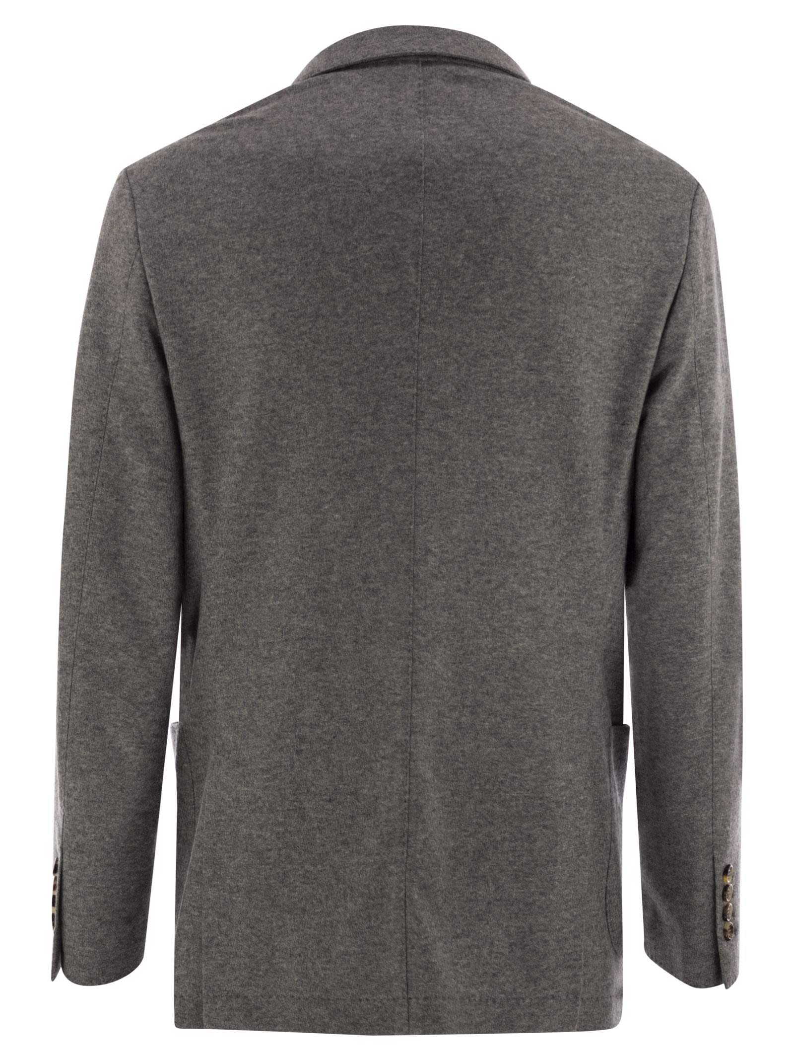Brunello Cucinelli Men Cashmere Jersey Blazer With Patch Pockets