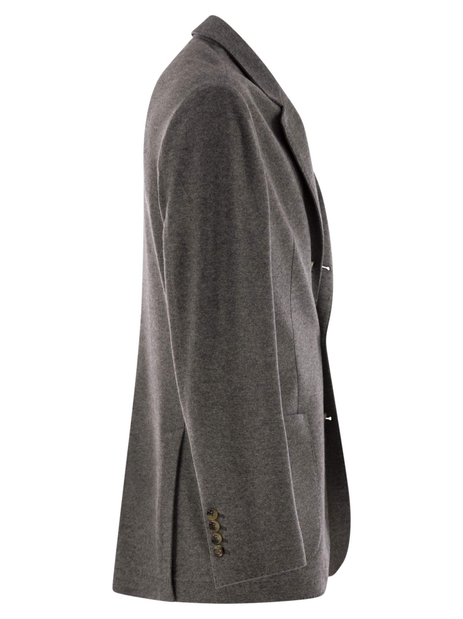 Brunello Cucinelli Men Cashmere Jersey Blazer With Patch Pockets