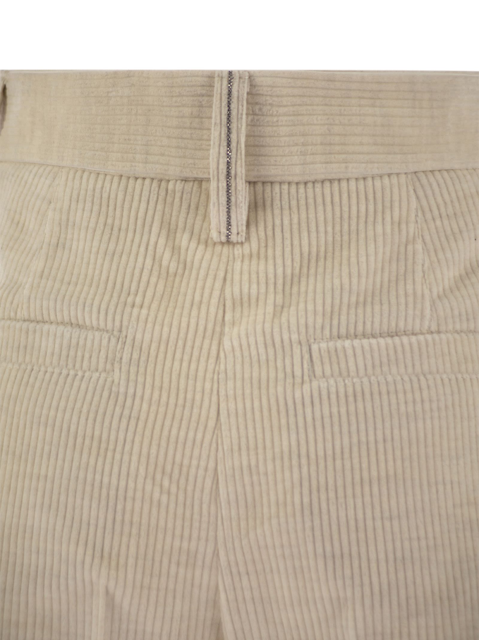Brunello Cucinelli Women Striped Canvas Trousers In Viscose And Comfort Cotton With Necklace by Luosophy