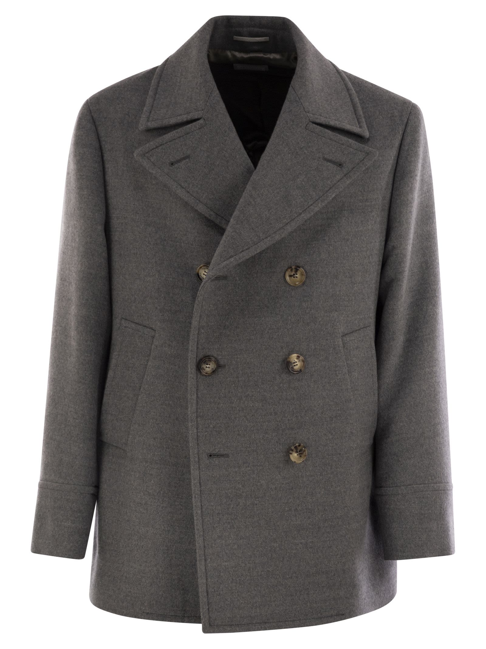 Brunello Cucinelli Men One-And-A-Half-Breasted Wool Coat by Luosophy