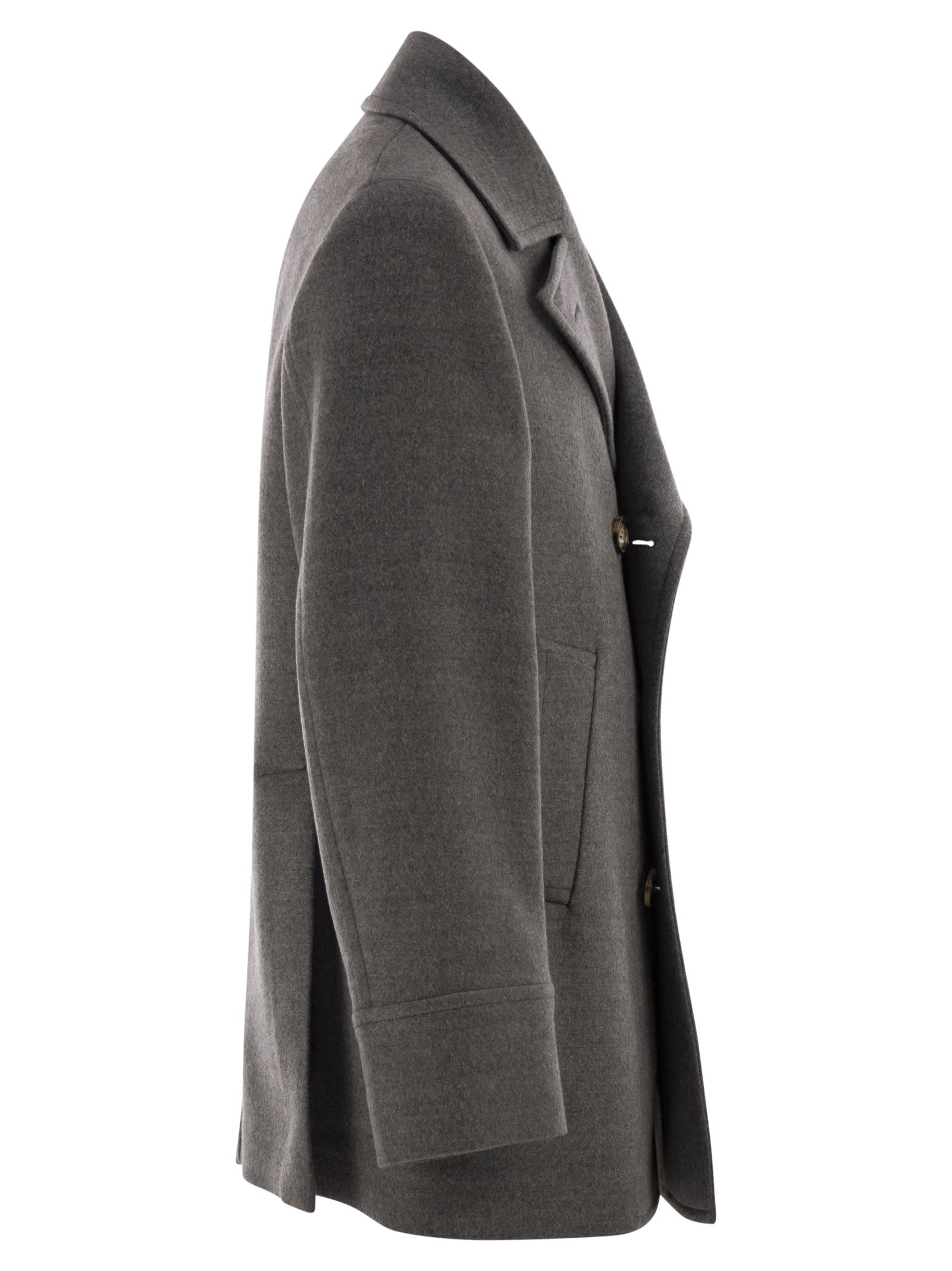 Brunello Cucinelli Men One-And-A-Half-Breasted Wool Coat by Luosophy