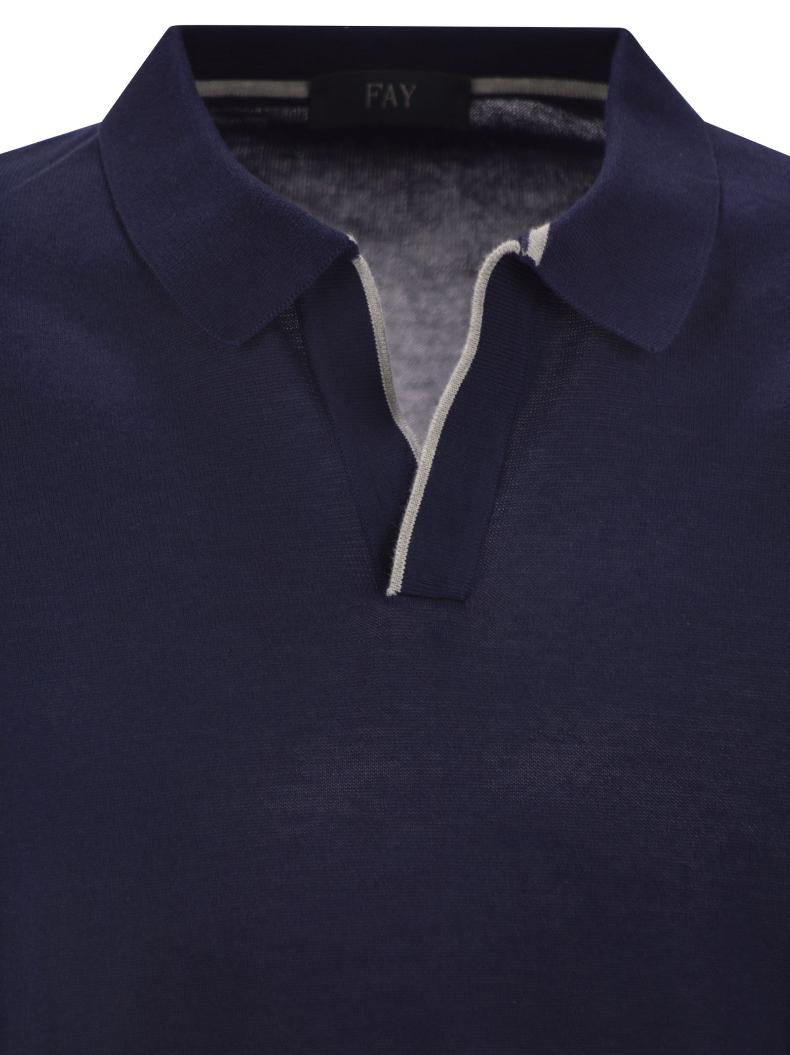 Fay Men Cotton Buttonless Polo Shirt DestGlow