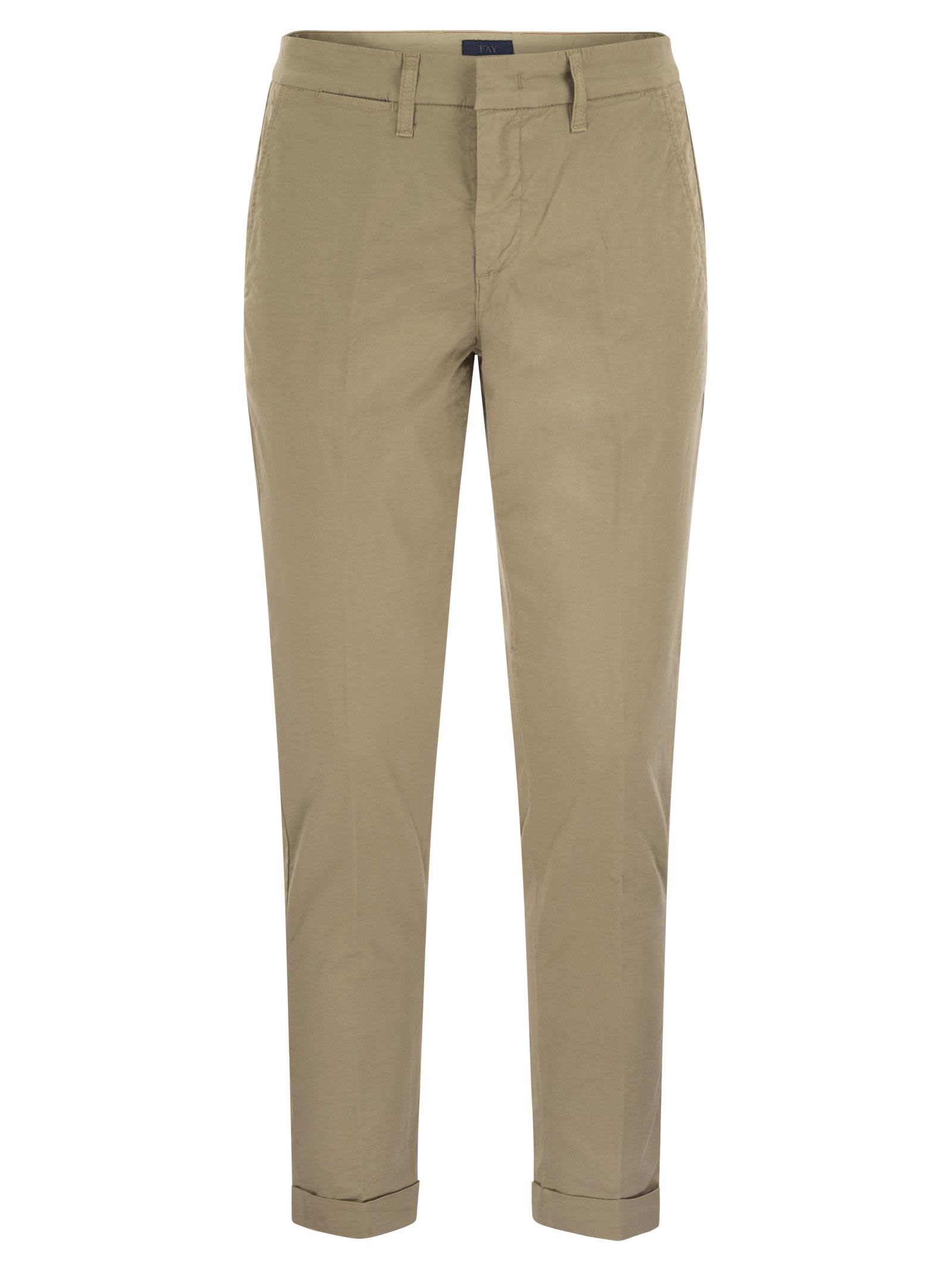 Fay Men Stretch Gabardine Slim Trousers