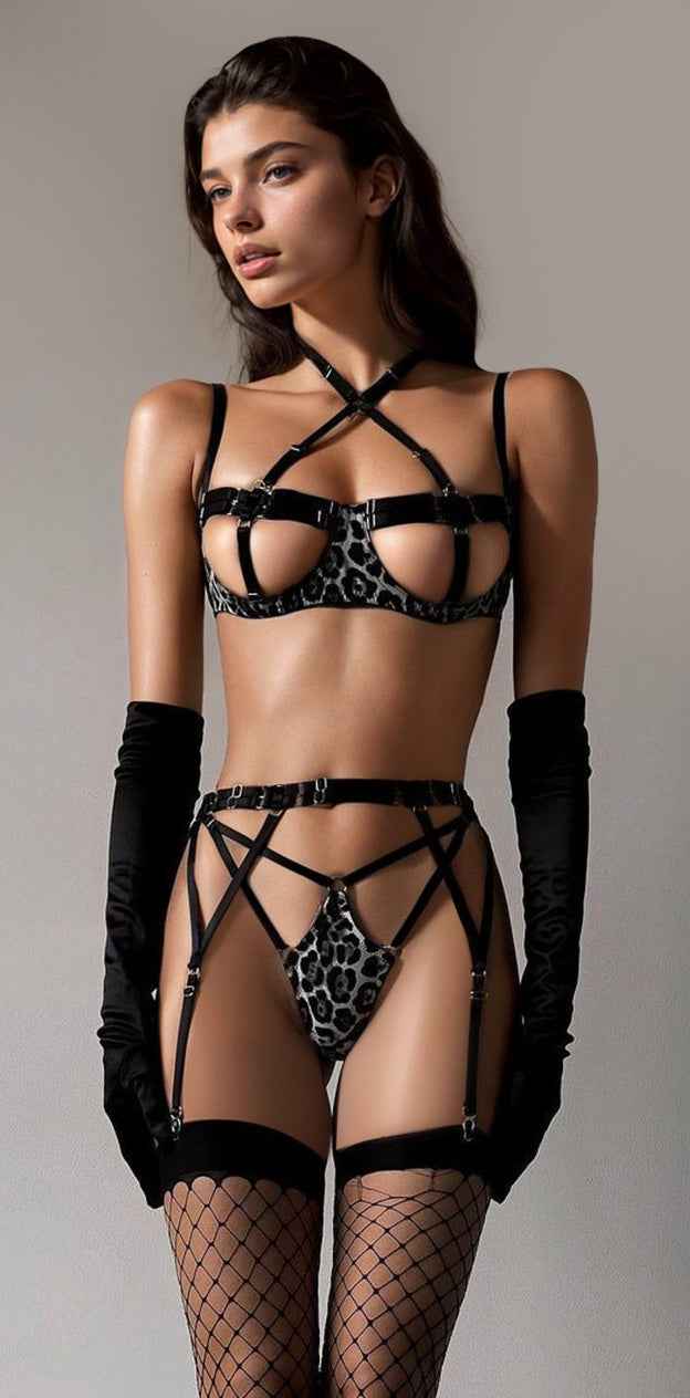 Belted Bra and Garter Set