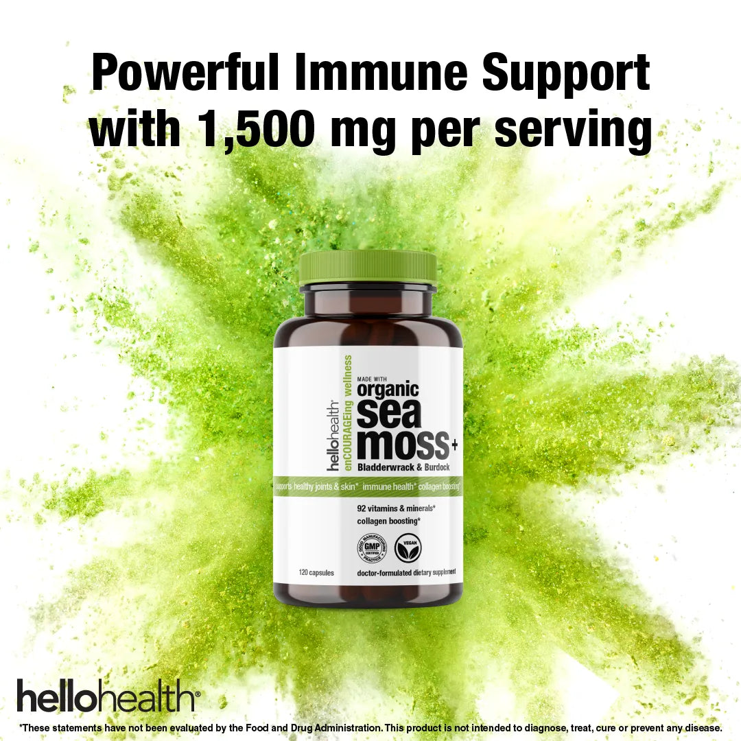 Organic Irish Sea Moss, Organic Bladderwrack, & Organic Burdock capsules by hellohealth