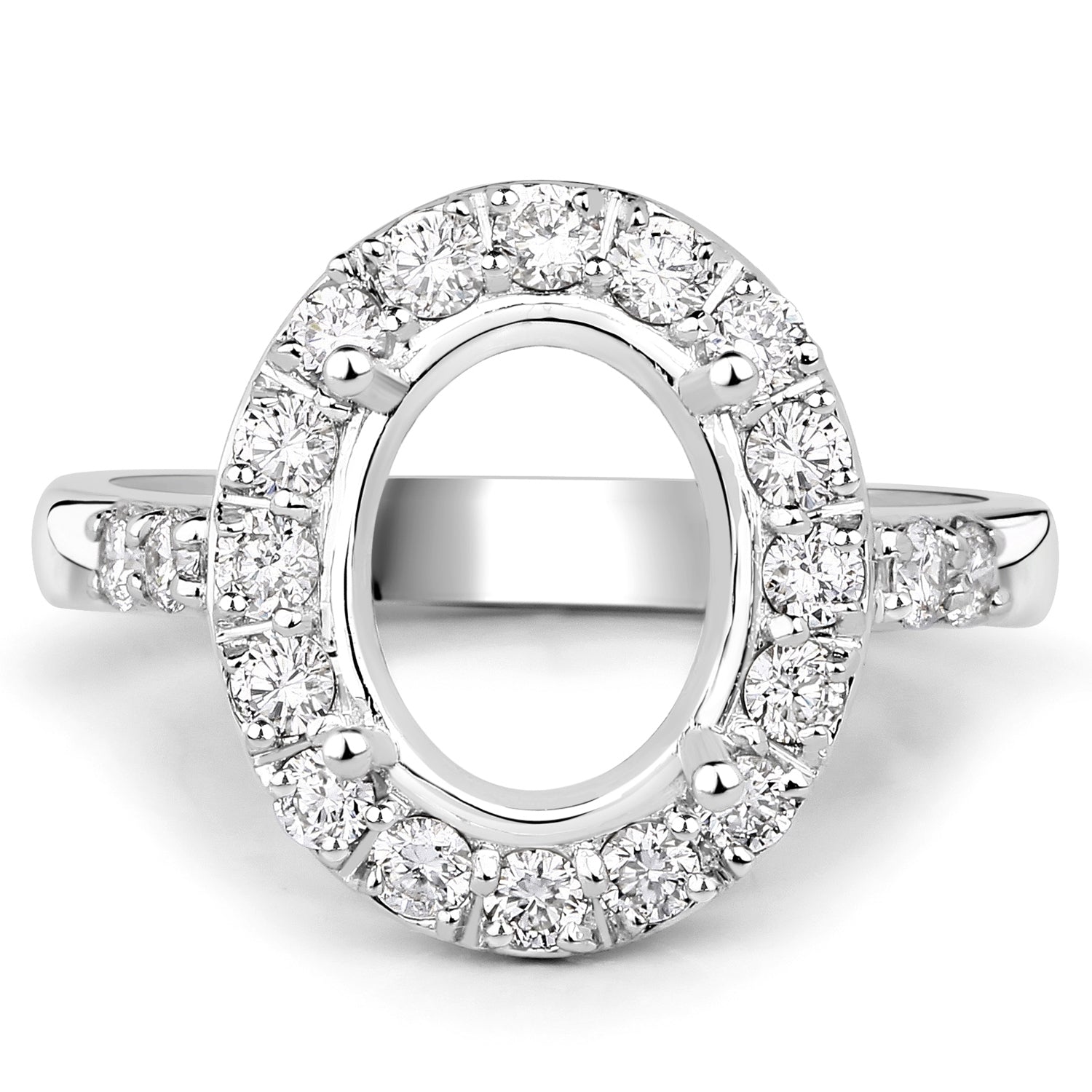 0.60 Carat Genuine White Diamond 14K White Gold Semi Mount Ring - holds 10x8mm Oval Gemstone by Bids.com