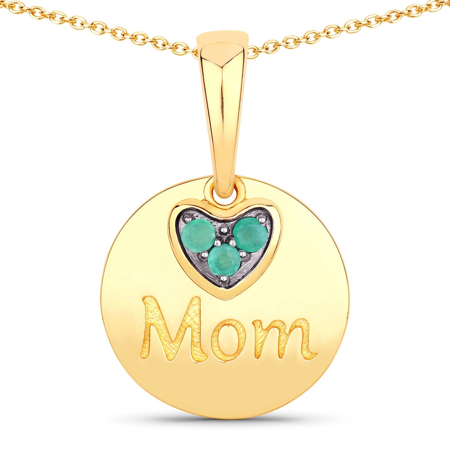 0.17 Carat Genuine Emerald .925 Sterling Silver Pendant by Bids.com