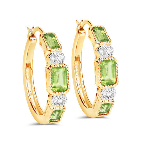2.40 Carat Genuine Peridot and White Topaz .925 Sterling Silver Earrings DestGlow