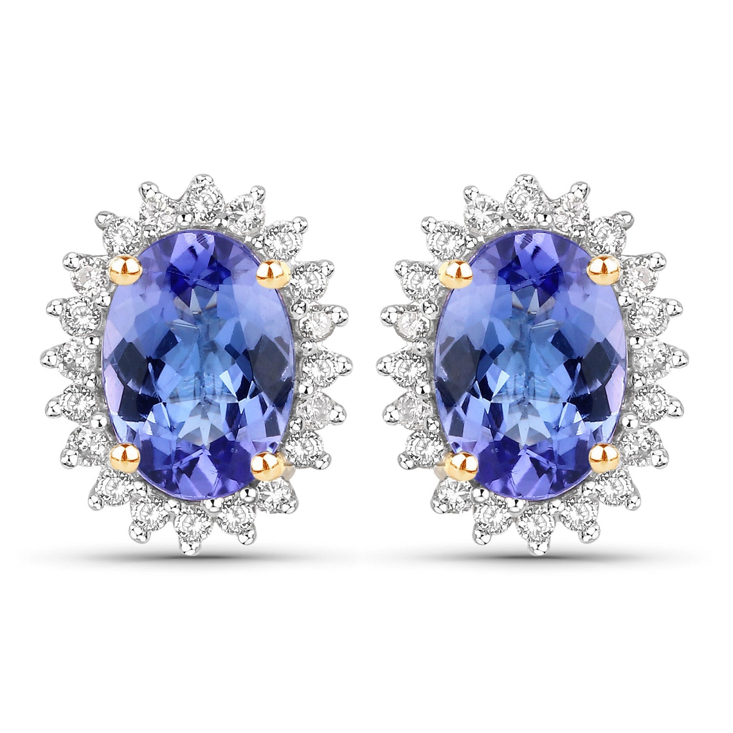 1.71 Carat Genuine Tanzanite and White Diamond 14K Yellow Gold Earrings by Bids.com