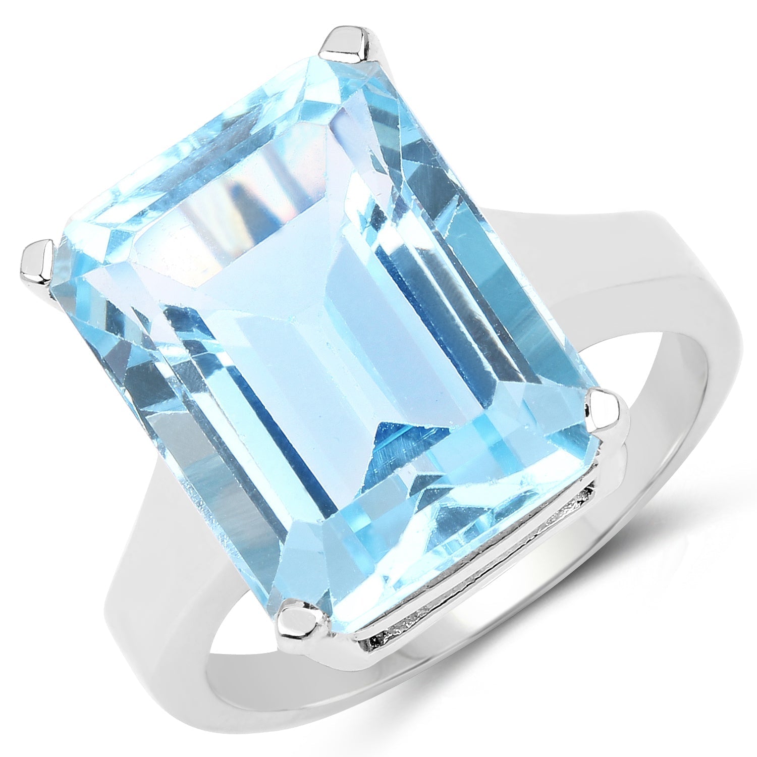 15.53 Carat Genuine Blue Topaz .925 Sterling Silver Ring DestGlow