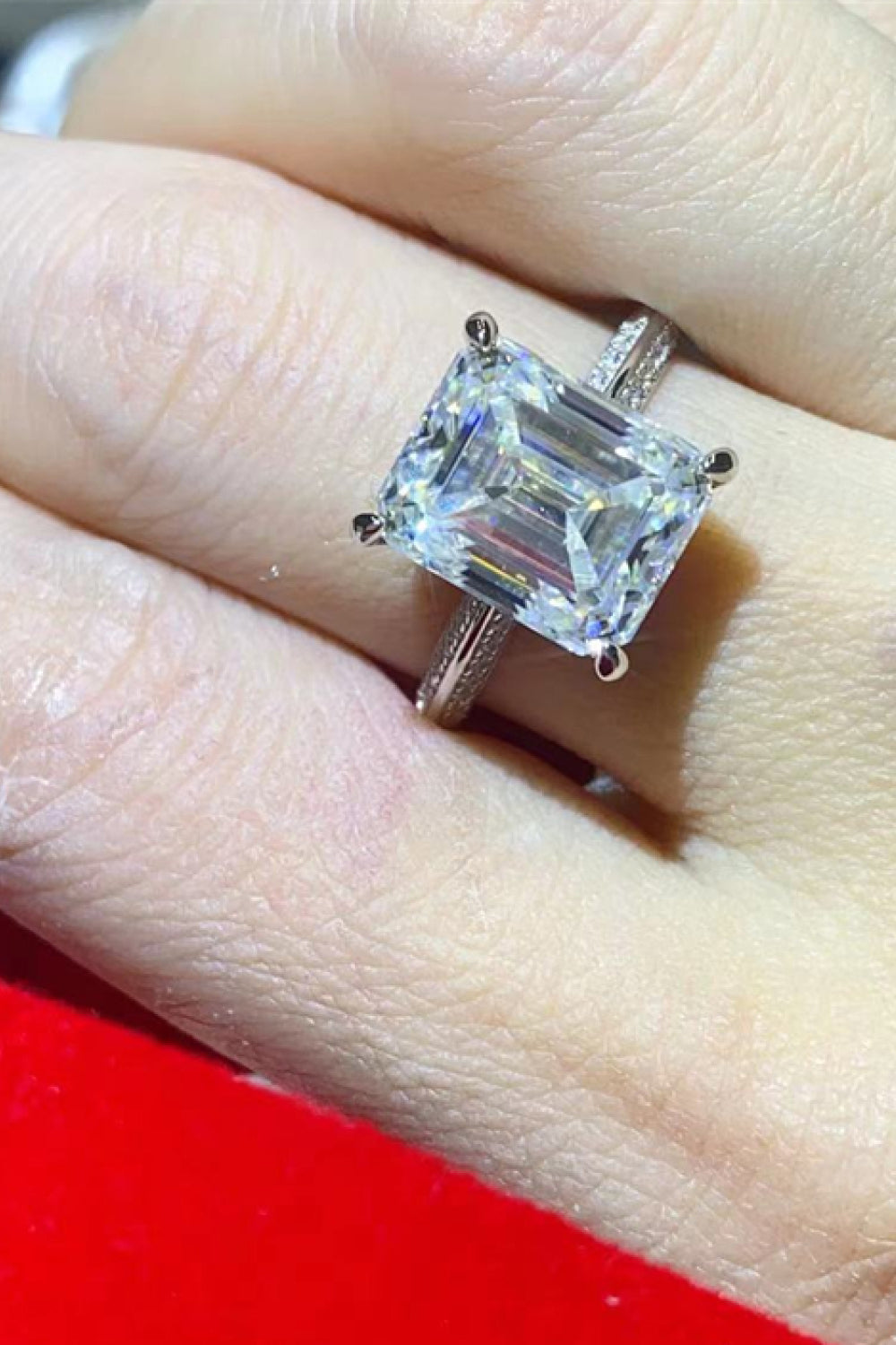 5 Carat Emerald-Cut Sparkala™ Ring (Platinum Over Pure Sterling Silver) by Sparkala
