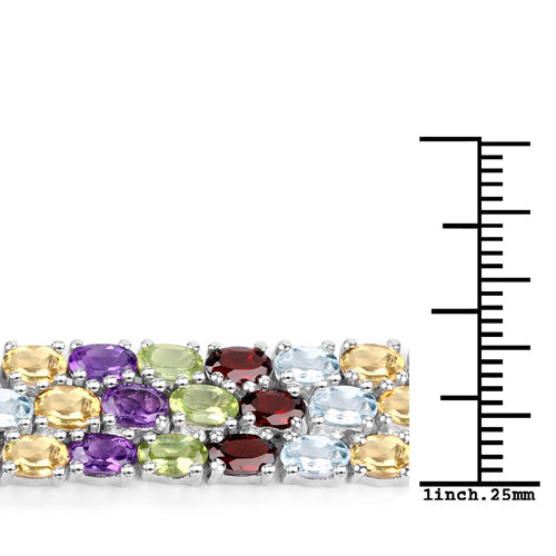 23.74 Carat Genuine Multi Stones .925 Sterling Silver Bracelet DestGlow