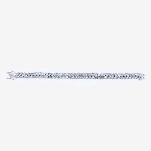 17.22 Carat Genuine Blue Topaz and White Diamond .925 Sterling Silver Bracelet by Bids.com