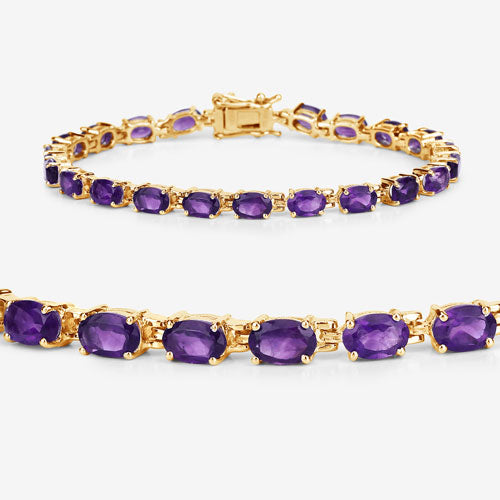 7.98 Carat Genuine Amethyst .925 Sterling Silver Bracelet DestGlow