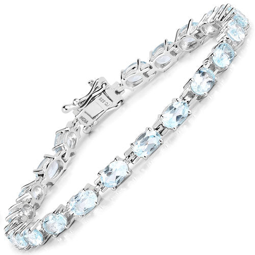 10.71 Carat Genuine Blue Topaz .925 Sterling Silver Bracelet DestGlow