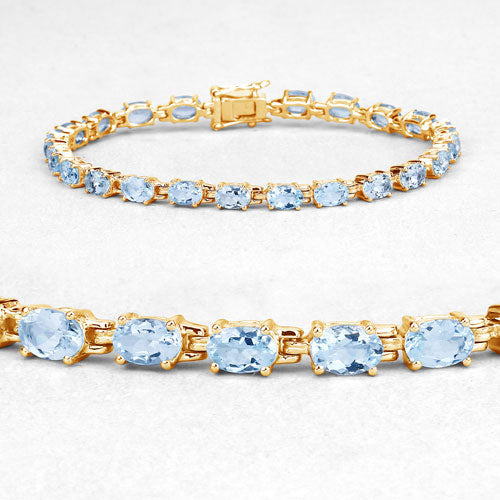 11.22 Carat Genuine Blue Topaz .925 Sterling Silver Bracelet DestGlow