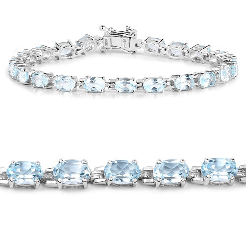 10.71 Carat Genuine Blue Topaz .925 Sterling Silver Bracelet DestGlow