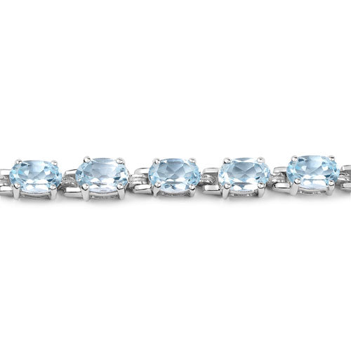 10.71 Carat Genuine Blue Topaz .925 Sterling Silver Bracelet DestGlow