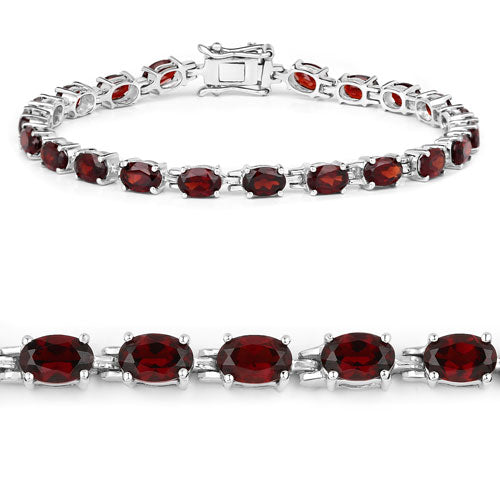 11.22 Carat Genuine Garnet .925 Sterling Silver Bracelet DestGlow