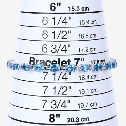 10.71 Carat Genuine Swiss Blue Topaz .925 Sterling Silver Bracelet DestGlow