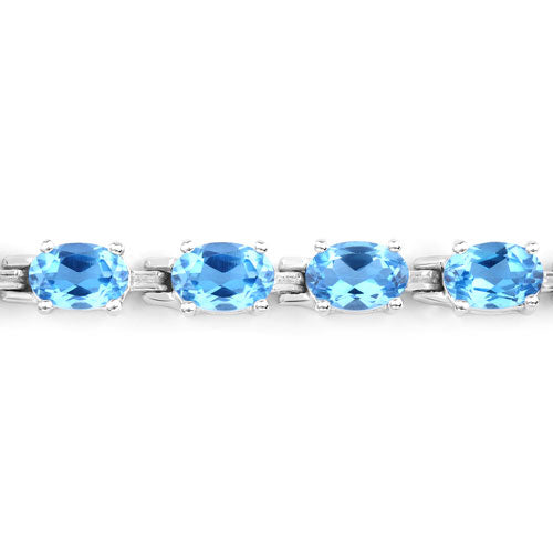10.71 Carat Genuine Swiss Blue Topaz .925 Sterling Silver Bracelet DestGlow