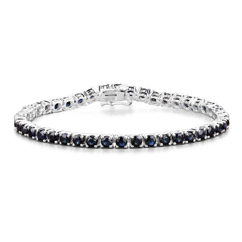 8.36 Carat Genuine Blue Sapphire .925 Sterling Silver Bracelet
