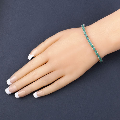 7.48 Carat Genuine Emerald .925 Sterling Silver Bracelet by Bids.com